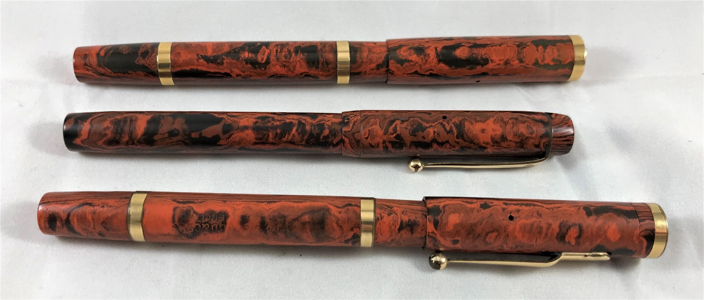 Handmade Teachers Grading Pen. W/ Black Ink on One End and Red Ink on Other  End Showing 3 Different Shades of Woods Classic Finish Hardware 